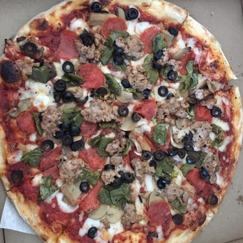 Leone's - Pizza: pepperoni, sausage, green peppers, olives, and mushrooms - Italian Near Me - Cape Coral, Florida Leone's - Pizza: pepperoni, sausage, green peppers, olives, and mushrooms - Italian Near Me - Cape Coral, Florida