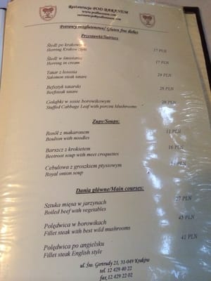 Menu photo 5 Pod Aniołami Restauracja Kraków, MA Menu photo 5 Pod Aniołami Restauracja Kraków, MA