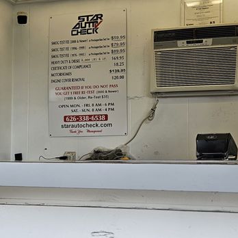 Star Auto Check - List of prices based on vehicle yr - Smog Check Stations Near Me - Covina, California