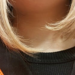 That Look Salon - This is after she was done with the cut (a simple bob). Hugely uneven side to side.