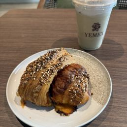 Turkey, cheese, and salsa macha croissant and date cardamom horchata latte Turkey, cheese, and salsa macha croissant and date cardamom horchata latte