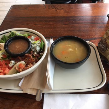 Corner Bakery Cafe - Half chop salad and a cup of chicken noodle soup, along with a bag of chips - Coffee & Tea Near Me - San Diego, California Corner Bakery Cafe - Half chop salad and a cup of chicken noodle soup, along with a bag of chips - Coffee & Tea Near Me - San Diego, California