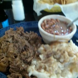 Yellow Rose Cafe - Roast Beef Plate with mashed tators and red beans.