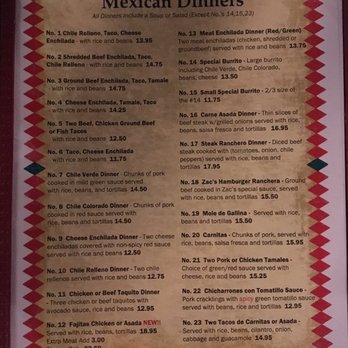 Zacatecas Cafe - Dinner menu - Mexican Near Me - Riverside, California Zacatecas Cafe - Dinner menu - Mexican Near Me - Riverside, California
