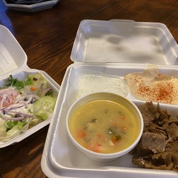 Plaka Greek Cafe - Build your own gyro plate with sides of hummus, lemon chicken soup, tzatziki, and feta salad. - Greek Near Me - Georgetown, Texas Plaka Greek Cafe - Build your own gyro plate with sides of hummus, lemon chicken soup, tzatziki, and feta salad. - Greek Near Me - Georgetown, Texas