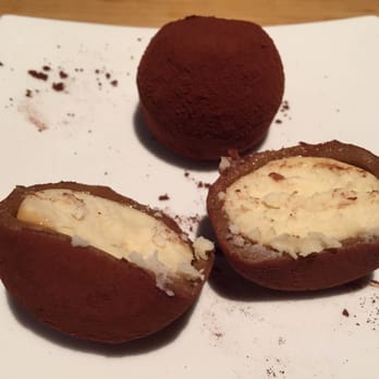 Sansotei Ramen - Daifuku - thin rice ball with unsweetened Japanese cream cheese dusted with dark chocolate - Ramen Near Me - Toronto, Ontario Sansotei Ramen - Daifuku - thin rice ball with unsweetened Japanese cream cheese dusted with dark chocolate - Ramen Near Me - Toronto, Ontario