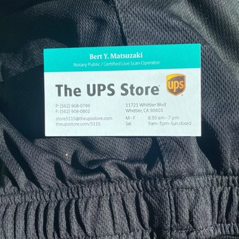 The UPS Store - His business card. Give him a call. - Shipping Centers Near Me - Whittier, California The UPS Store - His business card. Give him a call. - Shipping Centers Near Me - Whittier, California