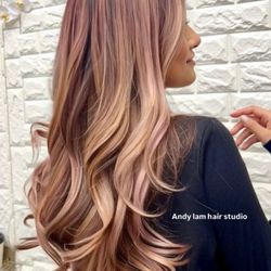 Balayge gold rose w/ mauve hair color