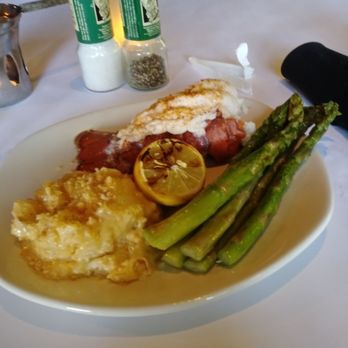 Bonefish Grill - Single lobster tail with au gratin pitaties and asparagus - Seafood Near Me - Tampa, Florida
