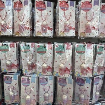 Daiso - Merchandise - Display of various character-themed keychains in packaging, featuring pastel colors and cute animal or character illustrations. - Department Stores Near Me - Jurupa Valley, California