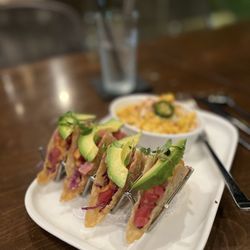 Hearsay On The Waterway - Ahi Tuna tacos and Street Taco Casserole