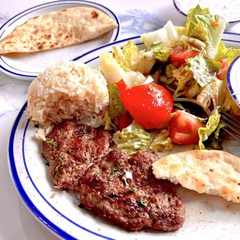 Park Gyros - Kufta Kebab plate: includes Lamb/beef patties, green salad, rice and warm pita bread with Tzatziki sauce. - Greek Near Me - San Francisco, California Park Gyros - Kufta Kebab plate: includes Lamb/beef patties, green salad, rice and warm pita bread with Tzatziki sauce. - Greek Near Me - San Francisco, California
