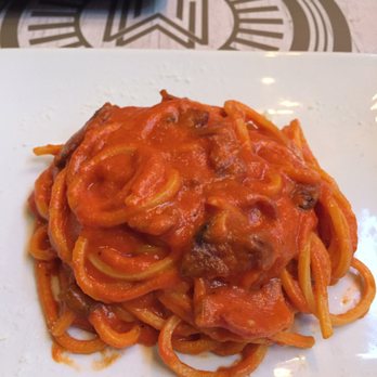 Merulana - Pasta with tomato sauce and bacon (can't remember the Italian name). - Italian Near Me - Rome, RM