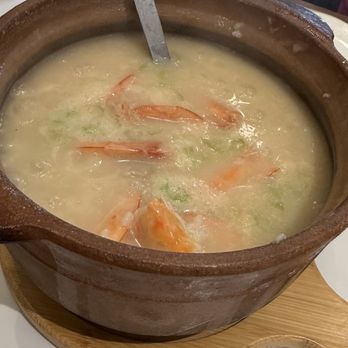 Congee King - Fresh seafood congee ( giant shrimps , fresh clams ) . Size for two orders - Chinese Near Me - Fremont, California