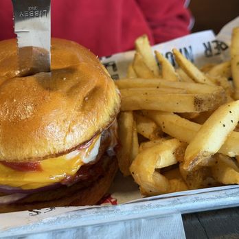 Cold Beers & Cheeseburgers - Build your own burger: Bacon, onion, ketchup, mayo, cheese. Fries - American Near Me - Peoria, Arizona Cold Beers & Cheeseburgers - Build your own burger: Bacon, onion, ketchup, mayo, cheese. Fries - American Near Me - Peoria, Arizona