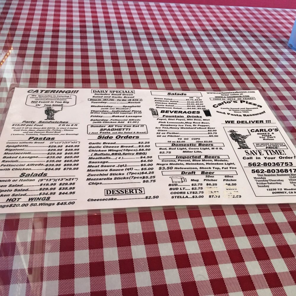 Carlo's Pizza House - Menu - Pizza Near Me - Downey, California Carlo's Pizza House - Menu - Pizza Near Me - Downey, California