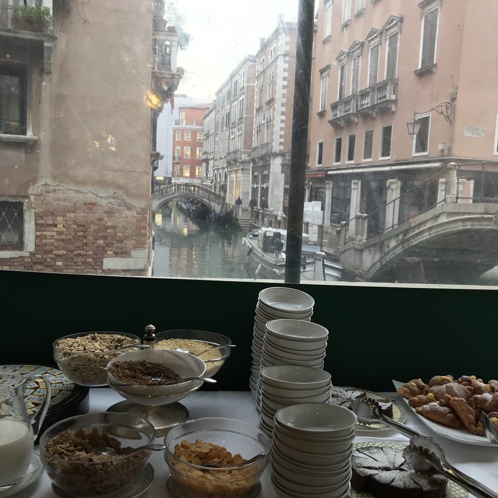 Hotel Bonvecchiati - They have a pretty extensive and good breakfast that comes with the room:  Euro and American choices.  Look our and feel Amore! - Hotels Near Me - Casa Venezia, VR