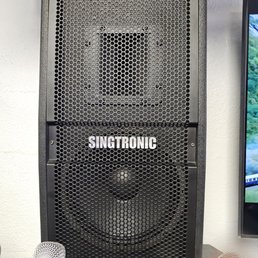 a microphone and a speaker on a table a microphone and a speaker on a table