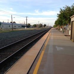 Lodi Train Station - Looking towards the south. Industrial buildings.