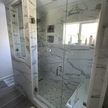 Leucadia Glass - Shower with swinging glass door, glass side panel, and glass cut-out window panel - Glass & Mirrors Near Me - Encinitas, California Leucadia Glass - Shower with swinging glass door, glass side panel, and glass cut-out window panel - Glass & Mirrors Near Me - Encinitas, California