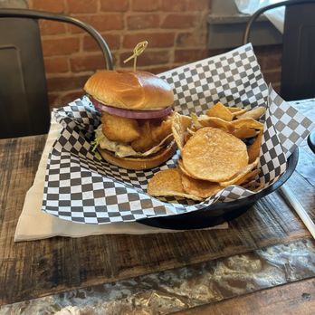 M's Eatery - Fried Cod Sandwich and Saratoga Chips - New American Near Me - Maysville, Kentucky