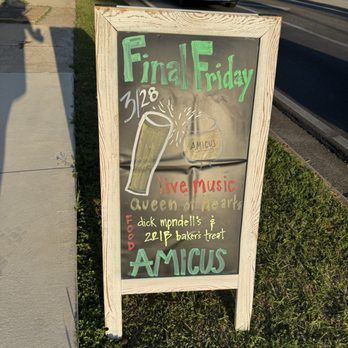 Amicus Brewing Ventures - Sign showing final Friday event outside - Breweries Near Me - Tallahassee, Florida