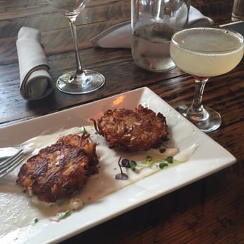 Northern Union - Latkes and and honey badger mixed drink. Yum! - Wine Bars Near Me - Ogunquit, Maine