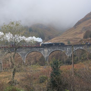The Hairy Coo - The Hogwarts Express train from Harry Potter at the Glenfinnan Viaduct - Tours Near Me - Edinburgh, EDH