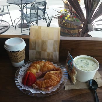 Rekindle Coffee - Ham and cheese croissant with cream of broccoli soup and a fantastic Americano.. - Cafes Near Me - Orange, California Rekindle Coffee - Ham and cheese croissant with cream of broccoli soup and a fantastic Americano.. - Cafes Near Me - Orange, California