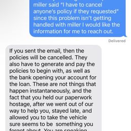 A text from Miller in finance. A text from Miller in finance.