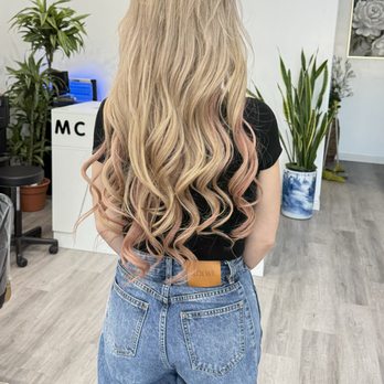MC Salon - This blonde to pink ombre transformation is unreal! The stylist at MC Salon got the colors so vibrant, and the curls are bouncy. - Hair Salons Near Me - San Gabriel, California MC Salon - This blonde to pink ombre transformation is unreal! The stylist at MC Salon got the colors so vibrant, and the curls are bouncy. - Hair Salons Near Me - San Gabriel, California
