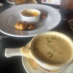 Saba’s Uncommon - Lobster Bisque and Pretzel Nuggets with Jalapeño Cheese dip