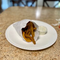 Olympus Burger - Fried green beans