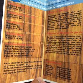 Knead Professional Massage - Price Listing - Massage Therapy Near Me - Waipahu, Hawaii