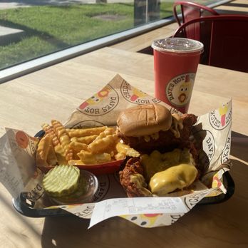 Dave's Hot Chicken - My tender and slider combo plate. Notice the ample portions - Chicken Shop Near Me - San Jose, California Dave's Hot Chicken - My tender and slider combo plate. Notice the ample portions - Chicken Shop Near Me - San Jose, California