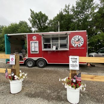 The Milk Barn - a red food truck parked in a parking lot - Food Trucks Near Me - Evansville, Indiana The Milk Barn - a red food truck parked in a parking lot - Food Trucks Near Me - Evansville, Indiana