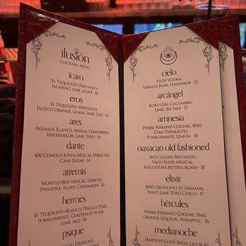 Ilusión - Menu - Cocktail Bars Near Me - Mansfield, Texas Ilusión - Menu - Cocktail Bars Near Me - Mansfield, Texas