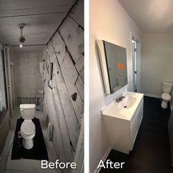 SERVPRO of Allentown Central & Western Lehigh County - Before and after of a residential bathroom.