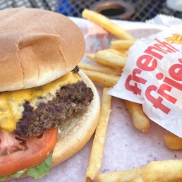 single burger and fries