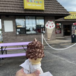 Sprinkles Ice Cream - Chocolate soft serve with chocolate sprinkles kiddie size cone