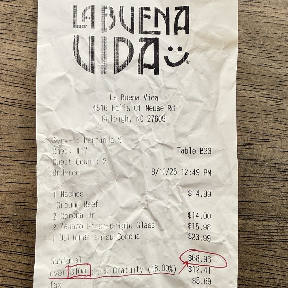 This is check with silent upcharge for kitchen stuff