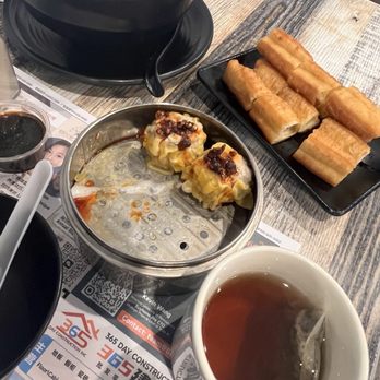 Tasty Box HK Bistro - Century Egg Congee with Chinese Donut and Pork and Shrimp Shumai - Dim Sum Near Me - Diamond Bar, California