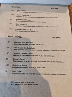 Menu photo 3 maple casual dining København, Menu photo 3 maple casual dining København,