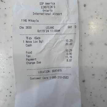 Einstein Bros. Bagels - Cost of Nova Lox with tax - Bagels Near Me - Ontario, California Einstein Bros. Bagels - Cost of Nova Lox with tax - Bagels Near Me - Ontario, California