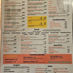 Los Panchos - Current menu