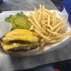 Double burger with cheese