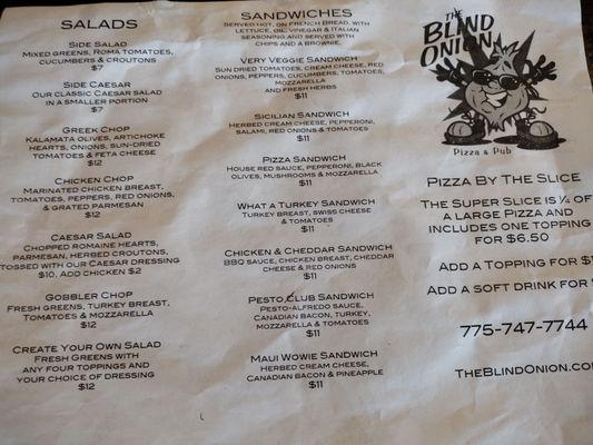 Menu photo 2 The Blind Onion Pizza & Pub Reno, NV