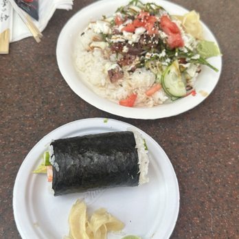 Sushigirl Kauai - Sunrise Poke Bowl and the Salmon, Avocado, and Cucumber Musubi - Sushi Bars Near Me - Kilauea, Hawaii Sushigirl Kauai - Sunrise Poke Bowl and the Salmon, Avocado, and Cucumber Musubi - Sushi Bars Near Me - Kilauea, Hawaii