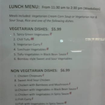 Indian Wok - The lunch specials menu! Excellent value :) - Hakka Near Me - Burnaby, British Columbia