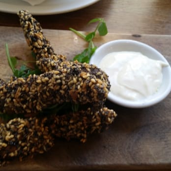 Three Birds - Seed crusted chicken strips... what a great idea - British Near Me - Edinburgh, EDH Three Birds - Seed crusted chicken strips... what a great idea - British Near Me - Edinburgh, EDH